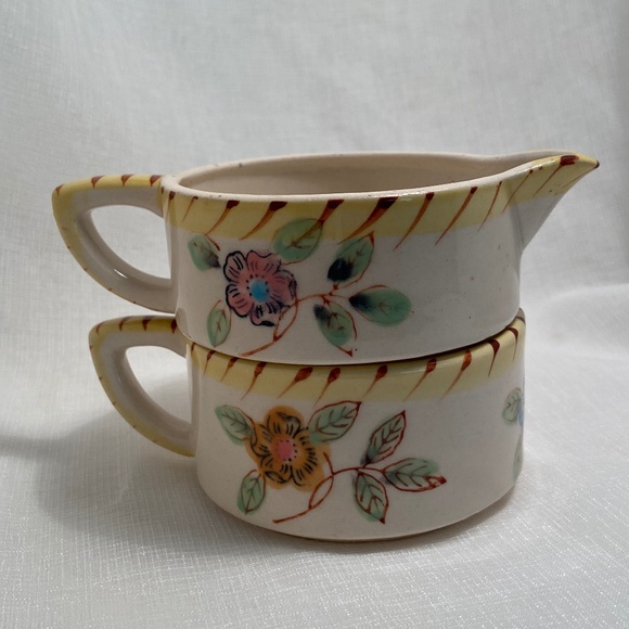 Other - Vintage Stacking Cream and Sugar with Floral Pattern